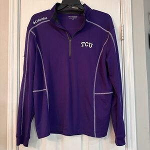 TCU Columbia Golf Omni Wick Purple Long Sleeve 1/4 Zip L Horned Frogs